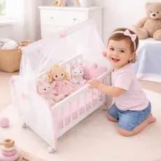 Berço DE Brinquedo P/ Boneca Até 67cm Rodízios Ideal RebornS /CORES