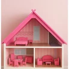 Casinha de Boneca Portátil Grande | Mobiliada | Brinquedos | 50 cm x 51 cm x 18 cm