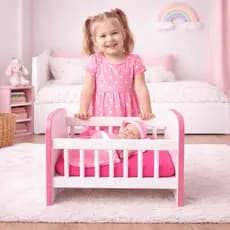 Brinquedo | Berço para Boneca Infantil | 58cm | Reborn | Cores  Azul / Rosa / Branco