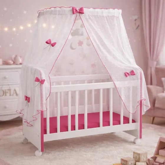 Berço de Brinquedo para Boneca Até 67cm com Rodízios Ideal Reborn