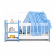 Berço para Boneca Infantil Cômodas com Véu Comodas Reborn  | Azul