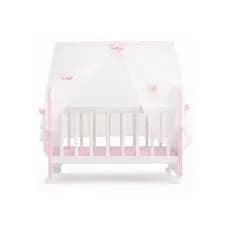 Berço Miniatura de Brinquedo para Boneca Até 67cm Rodízios Ideal Reborn - Branco Rosa