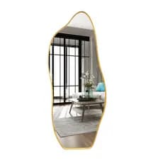 Espelho Decorativo Moldura de Metal E06 150 x 60cm Dourado Real Quarto Sala Banheiro