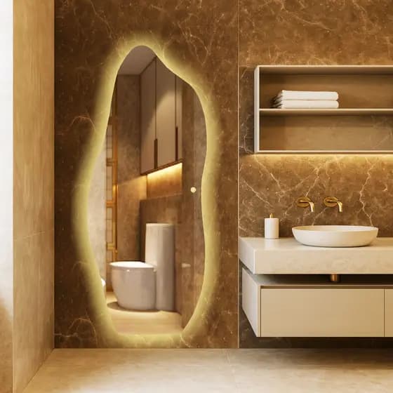 Espelho 150X60cm 170X70cm 180X60cm 200X70cm Com Led Touch Bivolt Modelos Variados Sala Quarto Banheiro Luxo Todo Corpo