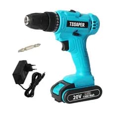 Furadeira e Parafusadeira 3/8 com Bateria 20v e fonte Tssaper TPA20