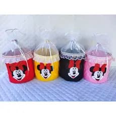 Cesta de pão da Minnie cestinha da Minnie tecido metalassê decoração de Minnie
