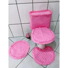 Kit banheiro promoção cores lisas tapete redondo 3 ou 4 peças capa caixa acoplada tecido metalassê