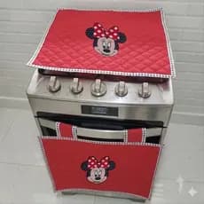 Kit fogão capa de forno + toalha pra tampa 2 peças fogão Minnie Cupcake 4 bocas cozinha
