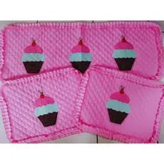 Kit tapetes cupcake para cozinha super fofo 3 peças