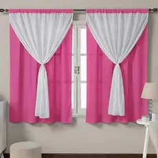 Cortina de janela Elegance com voil (voal) quarto sala decoração clean 2,20m x 1,50m