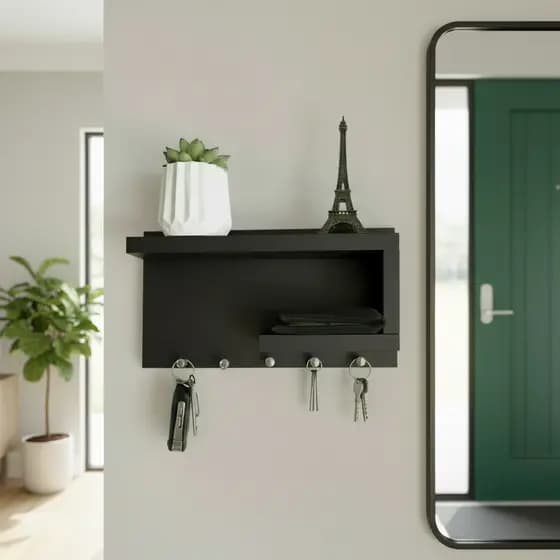 Porta chaves Preto em MDF Organizador Decoração para casa 100% MDF