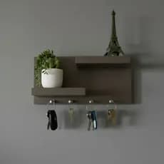 Porta Chaves Com Prateleiras Cinza 100% MDF