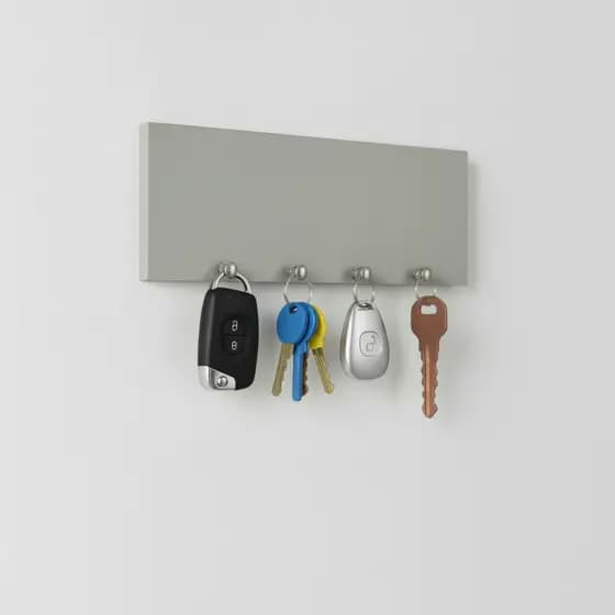 Porta Chaves Cinza De Parede Organizador Decoração Para Casa 25x9 100% MDF