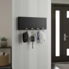 Porta Chaves Preto De Parede Organizador Decoração Para Casa 25x9 100% MDF