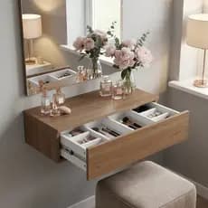 Penteadeira Suspensa Amadeirada 60cm Organizador de Maquiagem Skincare com Gaveta MDF