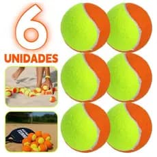 Kit 6 Bolas Beach Tennis Tenis Praia Treino Esporte e Areia Bolinhas