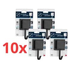 kit 10 Ganchos de Toalha autocolante 3M cabide - Porta toalhas - Suporte - Fixação 3M - Preto ou Cromado