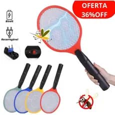 Raquete Eletrica Recarregável Mata Pernilongo Mosquitos Dengue Tomada Bivolt 110V 220V Azul Vermelho Verde Amarelo