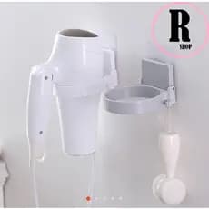 Suporte / Porta Secador De Cabelo De Alta Qualidade Com Parede Em Abs Para Banheiro / Prateleira / Organizador