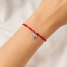 Pulseira 7 Nós com Pingente Árvore da Vida ( fio de cetim vermelho) – Proteção, Força e Renovação Espiritual!