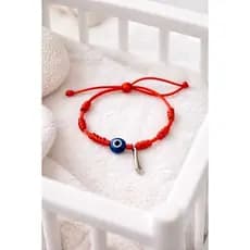 👶👧👩 Pulseira de Proteção 7 Nós Vermelha– Olho Grego e Figa Ajustável