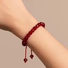 Pulseira Ajustável vermelha em Cristais de murano - acabamento ajustável - Pulseira vermelha