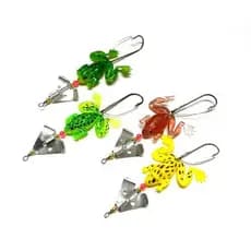 4 Iscas Sapo Artificial Buzzbait Frog Rã + Encastoado + Hélice