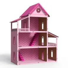 Casinha De Bonecas MDF Rosa Adesivada Brinquedos - MDF Criativa