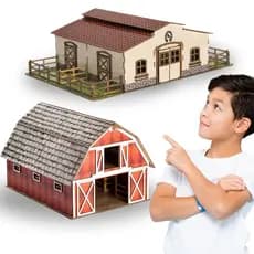 Mini Celeiro E Estábulo Em MDF Adesivado Fazenda Infantil Brinquedo Educativo MDF Criativa