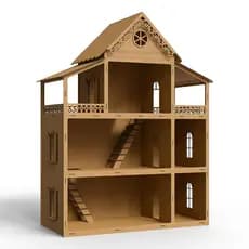 Casinha De Bonecas 80cm Mdf Cru Brinquedos - MDF Criativa