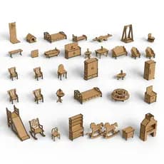 Kit 36 Mini Móveis Casinha De Bonecas  Desmontados - MDF Criativa