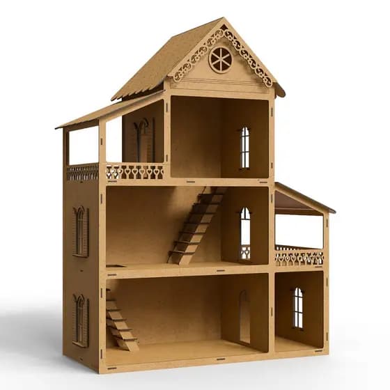 Casinha De Bonecas 60cm Brinquedos - MDF Criativa