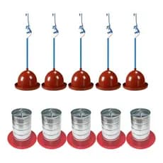Kit 5unds Bebedouro Pendular + Comedouro 10kg Frango/galinha