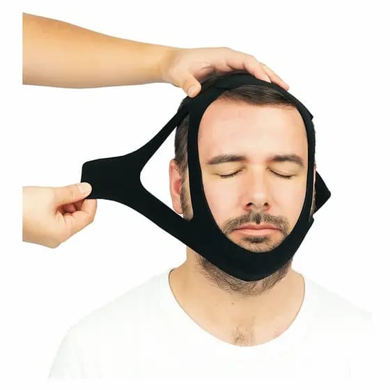 Faixa Anti Ronco e Apneia Ajustável Neoprene 3 Pontas | Cinta Queixo Sono Melhor Dormir Sem Roncar