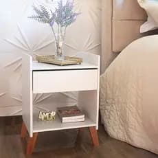 Mesa de Cabeceira Para Quarto Com Gaveta Decoração Pés Nicho quarto