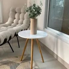 Mesa De Canto Redonda Mesinha De Apoio Decoração Moderna