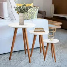 Kit Trio de Mesinhas Jogo de Mesas Lateral Decorativa Casa