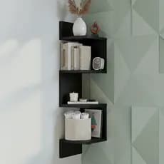 Prateleira De Canto Nicho Decorativo Livros Branca Preto