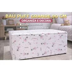 Baú Puff Grande 90cm Multiuso Organizador Assento e sapateira para Salas e Quartos