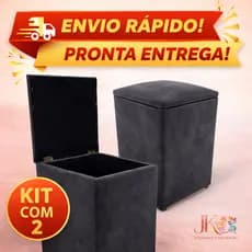 Kit 2 Puff Baú Suede ou couro para Salas - Penteadeira - Closet e Quartos