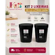 LIXEIRAS DE PIA/ MESA/BANHEIRO/ ESCRITORIO DE 2,5 LITROS RESISTENTE COR PRETA - XPLAST