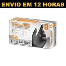 Luva Descartável Nitrílica Preta Black Sem Pó 100 Unidades Talge