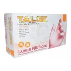 Luva Descartável Nitrílica Rosa Sem Pó 100 Unidades Talge