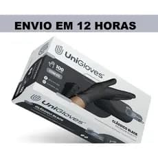 Luva Descartável Latex Com Pó Preto Black Cx 100 Unigloves
