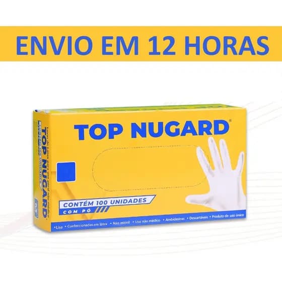 Luva Látex Com Pó Descartável Caixa com 100 Unidades Nugard