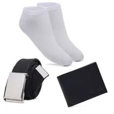 kit masculino básico barato enviado 1 cinto + 2 meia soquete + 1 porta cartão