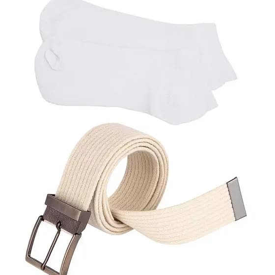 cinto masculino branco largo + meia soquete