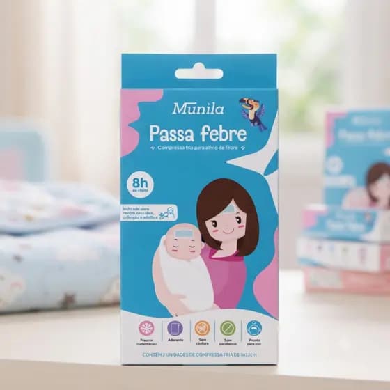 Compressa Fria Para Febre Até 8 Horas Com 2 Unidades Adesivo Confortável Uso Diário Infantil Adulto