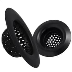 2 Ralos Protetor Para Pia Pequeno De Aço Inox 5,5cm Cozinha Preto