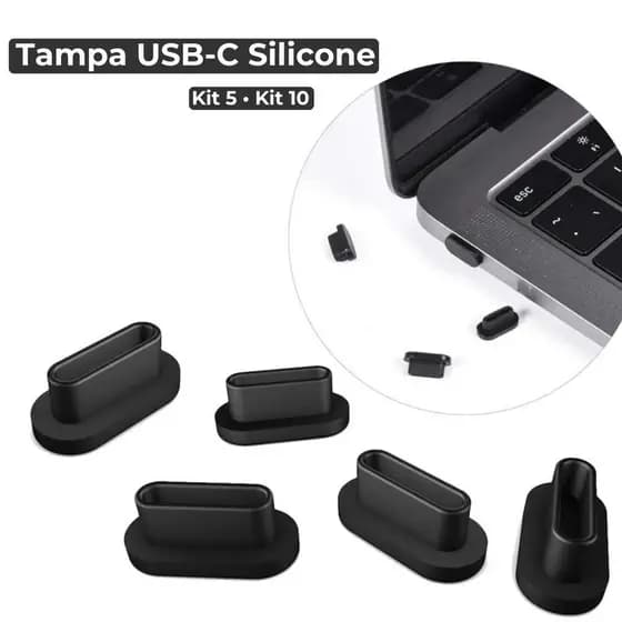 Tampas USB Tipo C Silicone Anti Poeira Proteção Portas